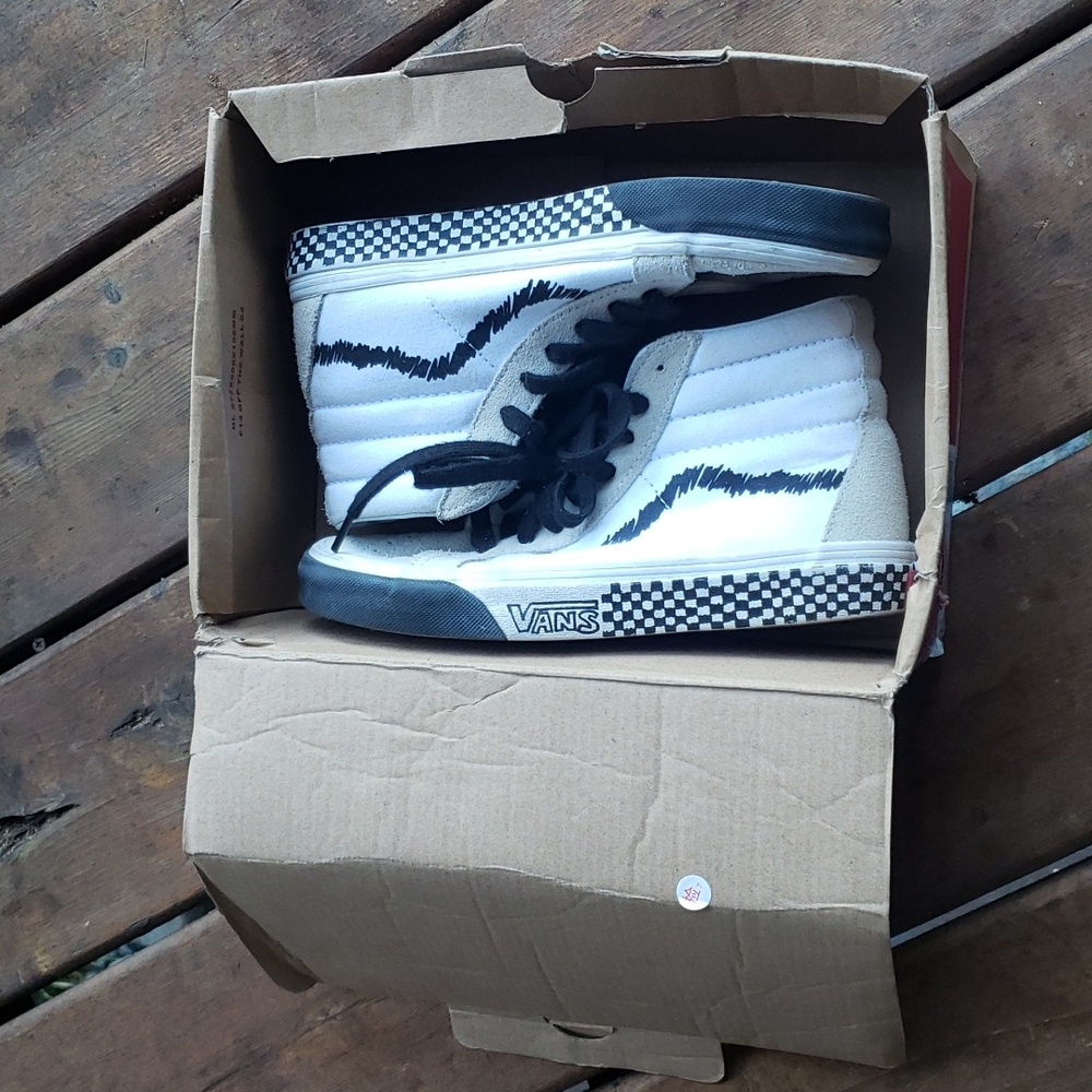 VANS SK8-HI REISSUE DIY Skate Shoes White Black sz 4.5 Mens - Picture 4 of 14
